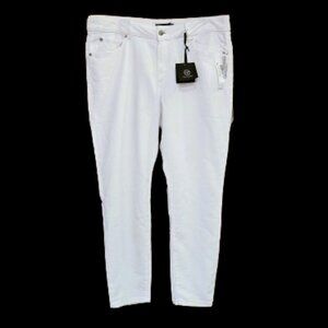 NWT Tahari White Mid-Rise Soft Denim Skinny Jeans - 12